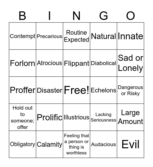 Parts 2 and 3 BINGO Card