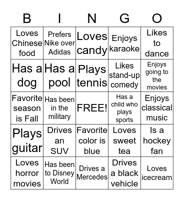 People BINGO Card