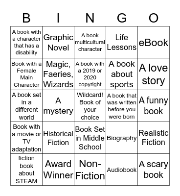 Summer Reading Bingo Card