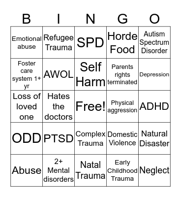 TBRI Bingo Card