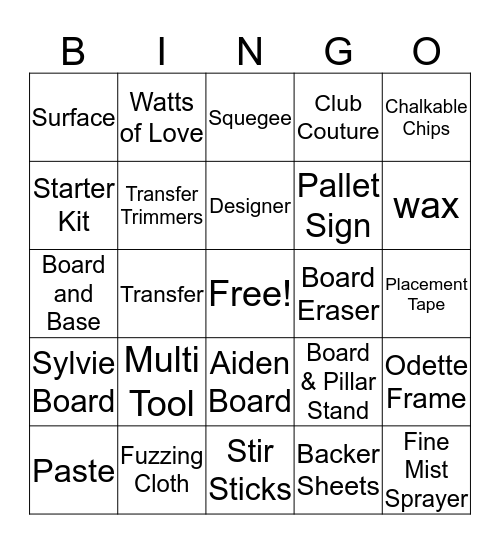 Chalk Couture Bingo Card