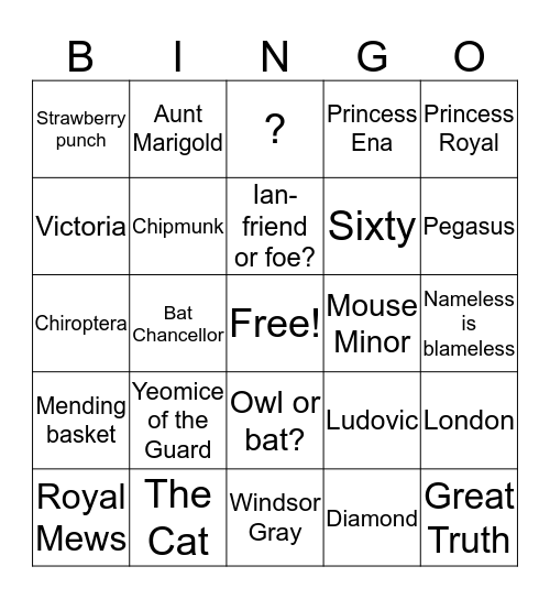 Mouse with the ? Tail Bingo Card