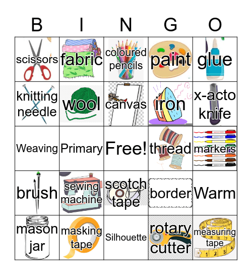 Arts & Crafts Bingo Card