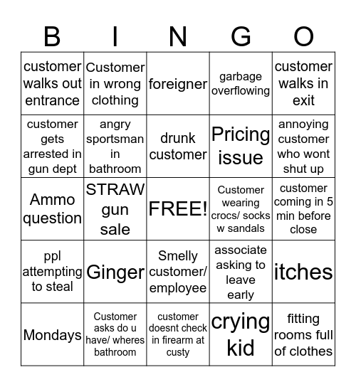 Gander B ingo Bingo Card