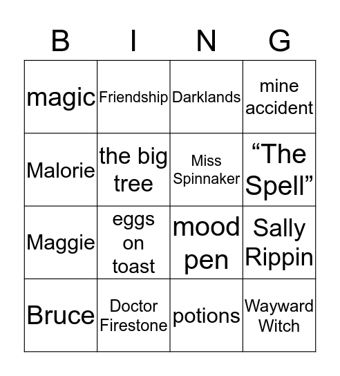 Polly and Buster Bingo Card