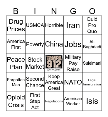 Tampa 912 Project #SOTU Bingo Card