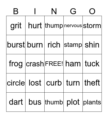 Spelling Drill 8 Bingo Card