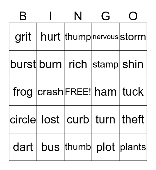 Spelling Drill 8 Bingo Card