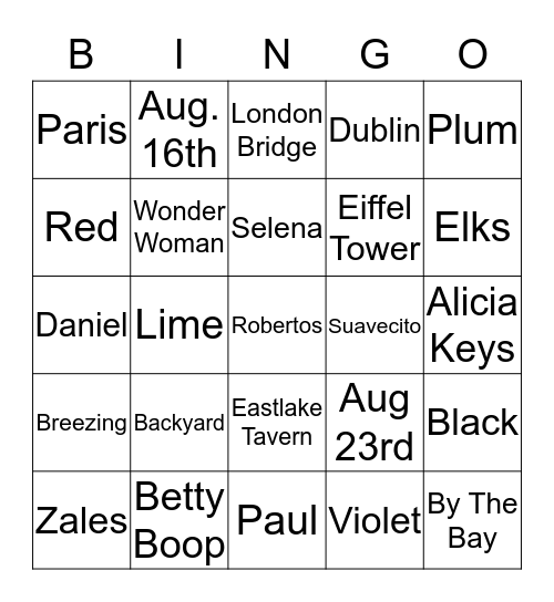 CLAUDIA'S BRIDAL SHOWER Bingo Card