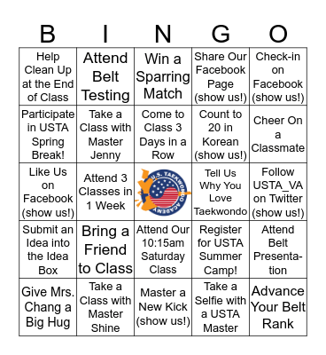USTA Spring Bingo Card