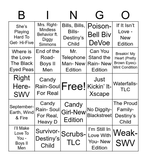 Group R&Bingo Card