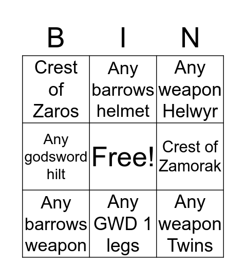 PvM Bingo! Bingo Card