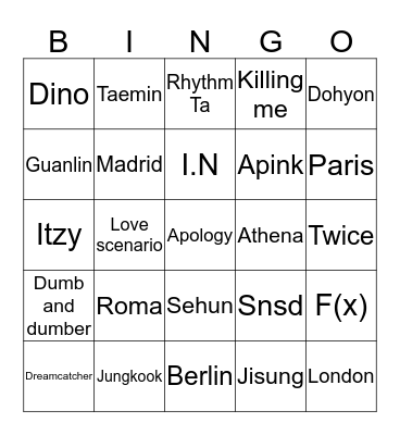 Hangy❣ Bingo Card