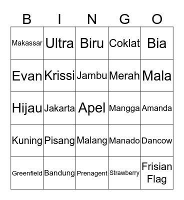 Amanda Bingo Card