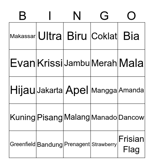 Amanda Bingo Card
