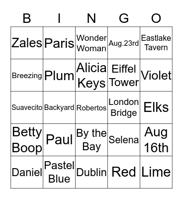 CLAUDIA'S BRIDAL SHOWER Bingo Card