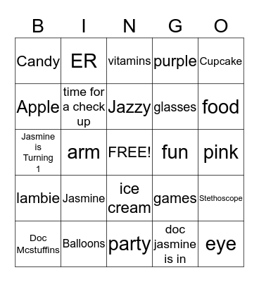 Doc Mcstuffins Bingo Card