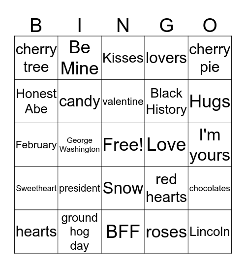 February Bingo Card