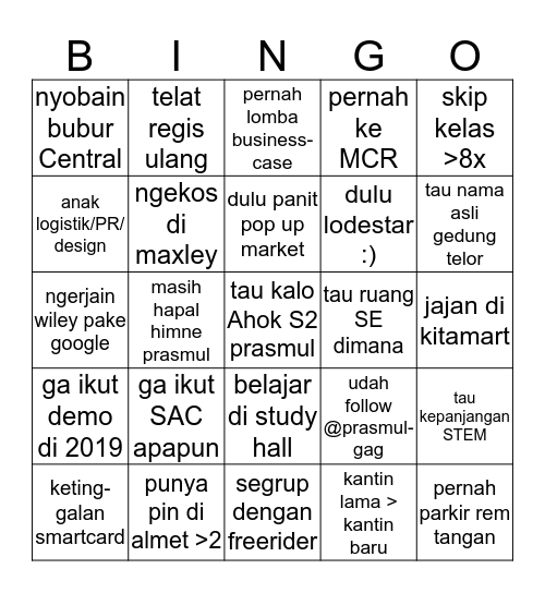 Prasmulyan Bingo Part #1 Bingo Card