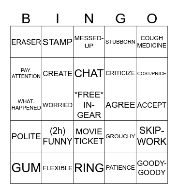 ASL III BINGO UNIT 10 Bingo Card