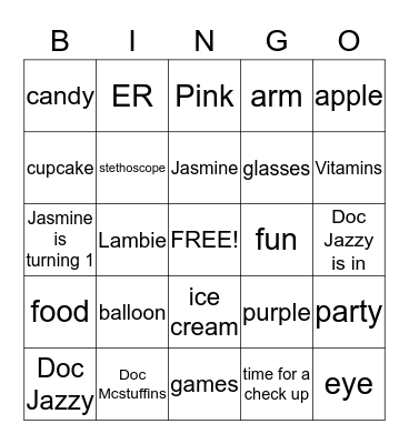 Doc Mcstuffins Bingo Card