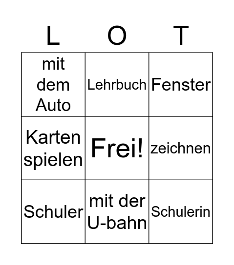 Zurueck zur Schule Bingo Card