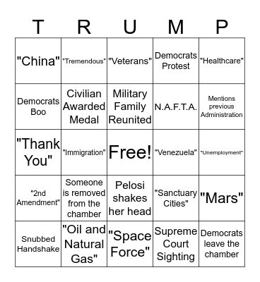 State of the Union Bingo  Bingo Card