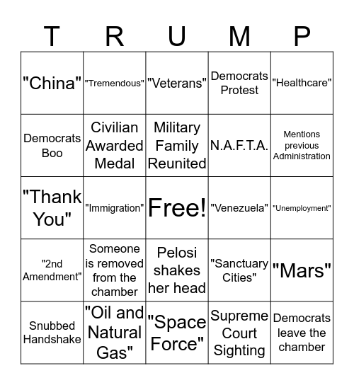 State of the Union Bingo  Bingo Card