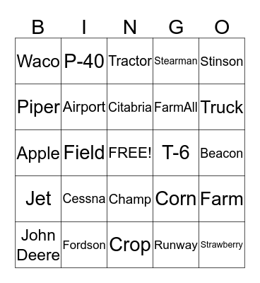 Farmin' & Flyin' Bingo Card