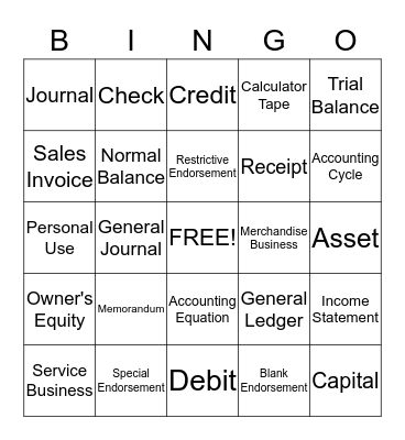 Accounting Bingo Card