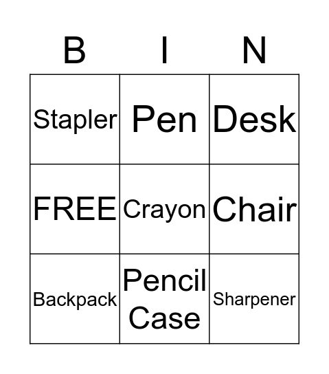 Stationery Bingo Card