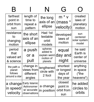 Notes BINGO Card