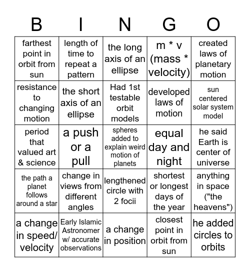 Notes BINGO Card