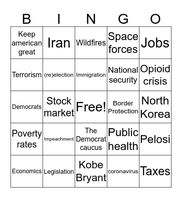 7th Period SOTU Bingo Card