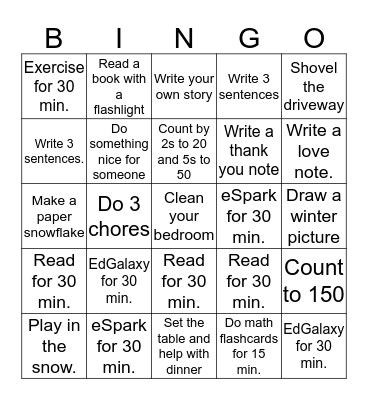 Valentine's Day Break! Bingo Card