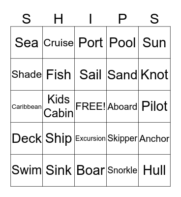 Sail Away Celebration Bingo Card