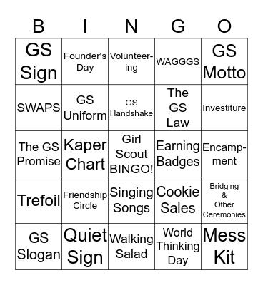 GIRL SCOUT TRADITIONS! Bingo Card