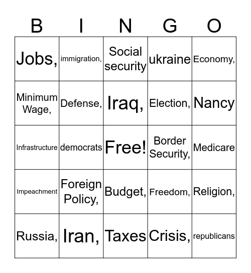 trump Bingo Card