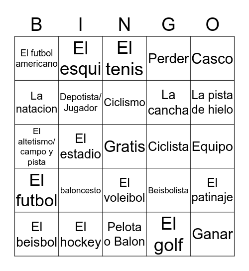 Espanol 2 Bingo Card