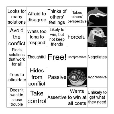 Animal Conflict Style Bingo Card