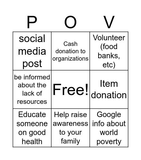 POV Bingo Card