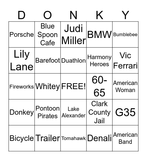 2014 Mystery Tour Bingo Card