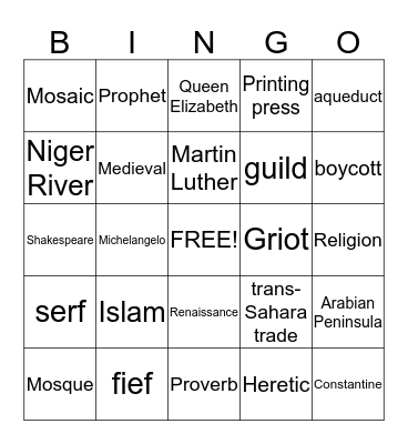 World History Bingo Card