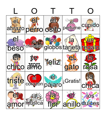 El día de San Valentín Bingo Card