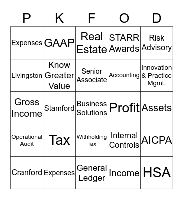 PKF O'Connor Davies Bingo Card