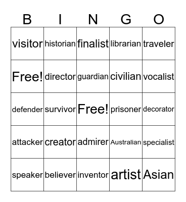 Penguins Bingo Card