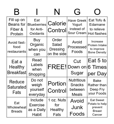 The Art of Living Well Bingo Card