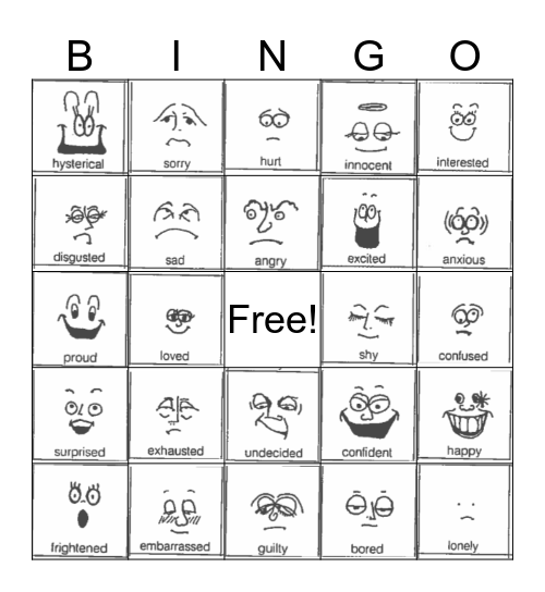 Emotions  Bingo Card