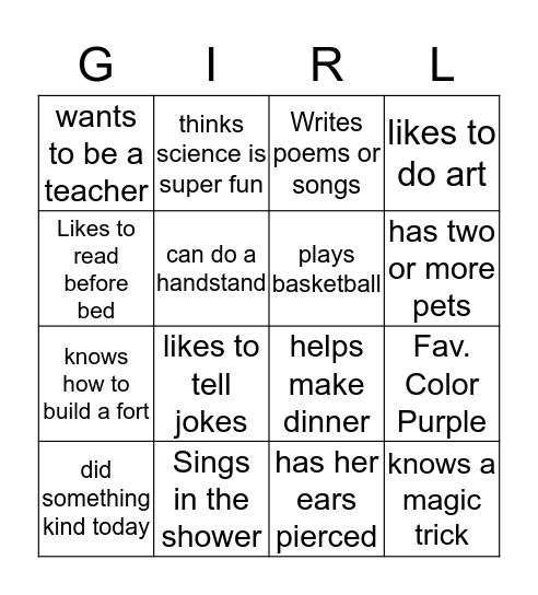 Girl Scout Bingo Card