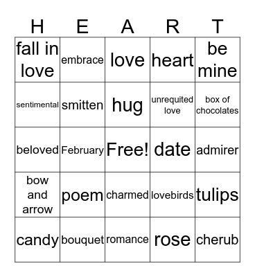 Valentine's Day Bingo Card